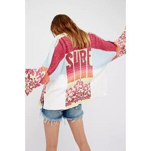 Free People Surf Sweater Kimono M/L Boho Vacation Beach